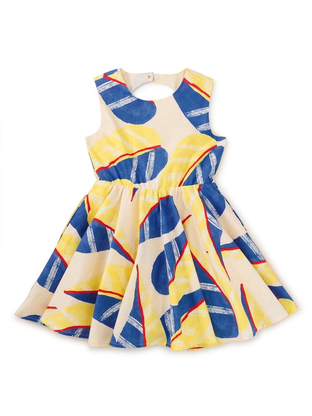 Tea Collection Girls' Blue & Yellow Print Twirl Dress Size 5